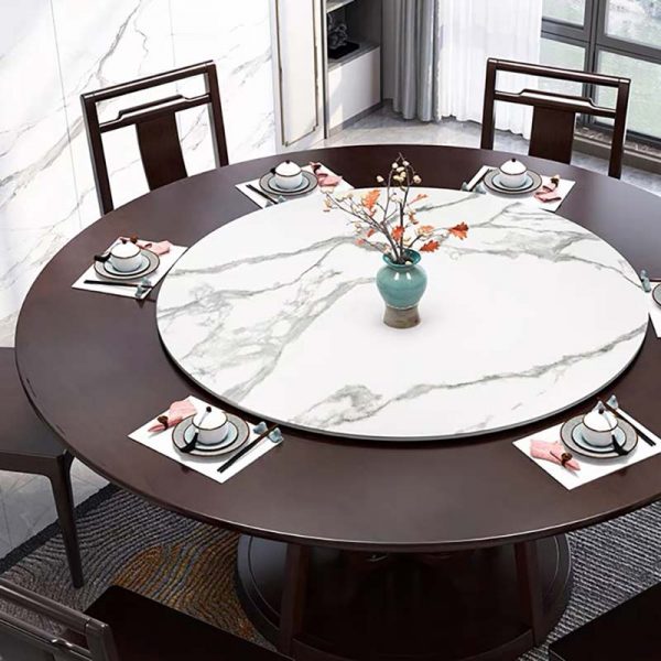 Classic Neo Chinese Round Dining Table, Asian Dining Table With Lazy Susan